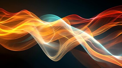 Poster - Bright waves of orange and red intertwine with cool blue tones, creating an energetic and mesmerizing abstract composition against a dark backdrop.