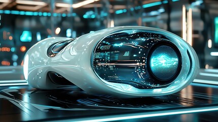 Poster - Sleek Futuristic Gadget in a High-Tech Environment with Advanced Features and Innovative Design Elements