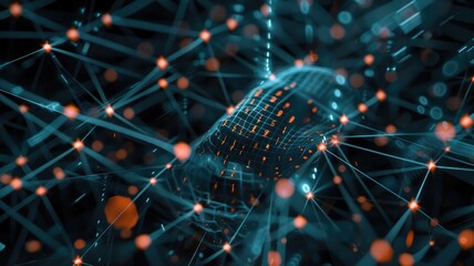 Poster - Explore an abstract representation of weights and parameters within a network. This image illustrates digital connections and data visualization in modern technology.