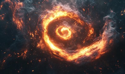 Wall Mural - fiery tendrils twisting in a dance of heat, glowing embers flickering in a vivid spiral, abstract fl