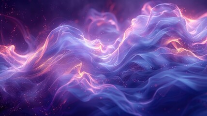 Poster - This mesmerizing abstract image features a glowing blue object flowing through the air. It captures a harmonious blend of colors and light, creating an ethereal atmosphere.