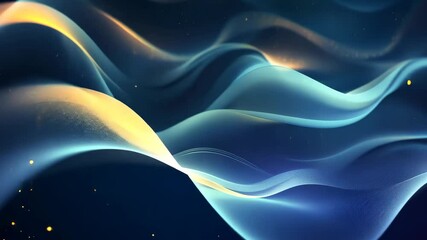 Poster - Waving layers of blue fabric shimmer gently, interspersed with sparkling particles, evoking a tranquil and ethereal ambiance perfect for creative projects.