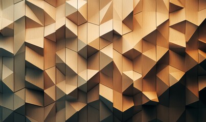 Geometric tessellations in warm brown hues, softly illuminated for a clean minimalist design.