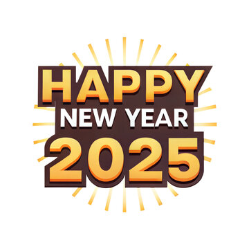 Happy New Year 2025 typography logo design with the text on white background