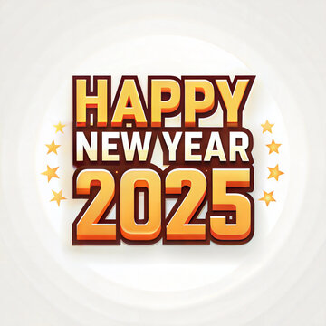 Happy New Year 2025 typography logo design with the text on white background