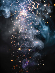 Aufkleber - Glitter bright lights smoke, black background.