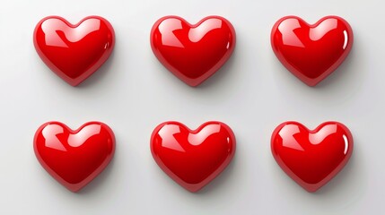 A 3D rotating heart animation, featuring isolated heart shapes for cartoon games, Valentine's Day, weddings, and modern love symbols, presented in a sprite sheet with looping objects for a realistic