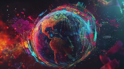 Poster - Abstract Global Technology Structure in Vibrant 3D Representation
