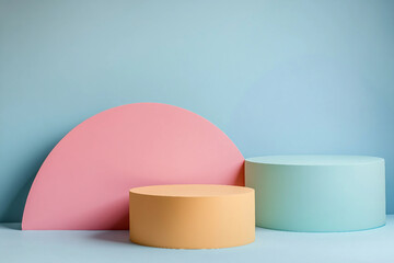 Poster - Minimal colorful podium and scene with 3d render vector in abstract background ai generative