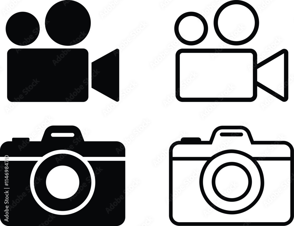 Camera Field Icon Camera Icon in flat, line Solid Style set. isolated on transparent ...