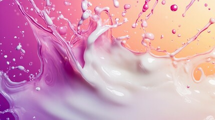 Poster - Colorful splashes of milk or juice create a dynamic abstract design. Generative AI
