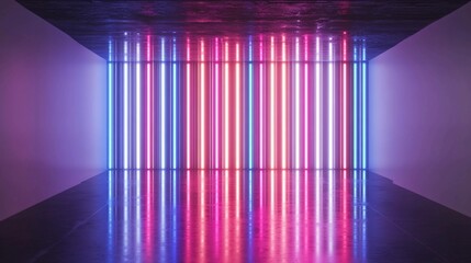 Poster - Dynamic light lines create an electronic ambiance in a modern space. Generative AI