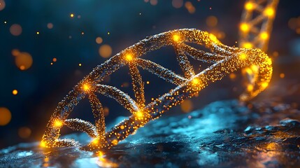 Poster - Glowing DNA Strands with Particles in a Scientific Visualization