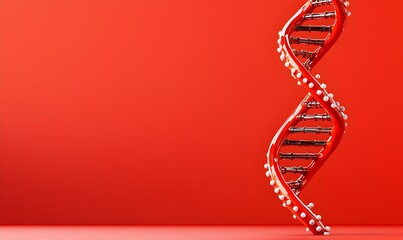 Poster - Vibrant Red DNA Helix Structure on a Bright Background