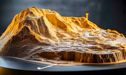 Poster - detailed 3d digital terrain map with gis geodata representation