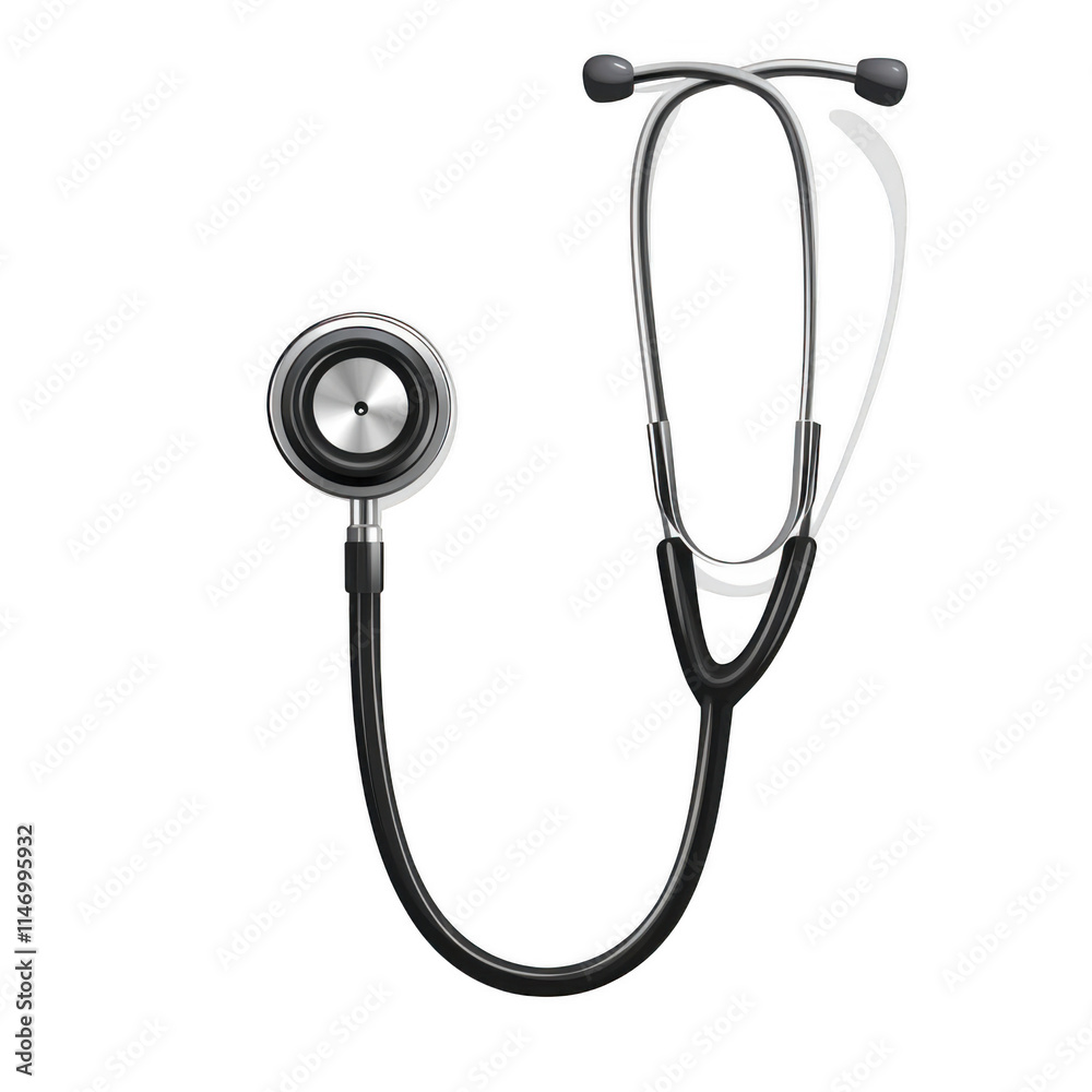 Black icon of Stethoscope isolated on a transparent background ...