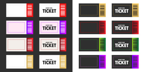 Poster - Realistic ticket template Cinema theater concert play party event festival Colorful gradient Ticket icon for website.
