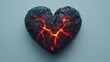 © Joeji - A cracked, black heart with glowing red fissures against a light background, symbolizing pain or emotional turmoil.