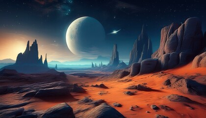 Wall Mural - landscape with moon