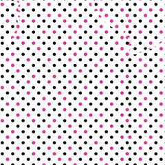 Poster - Polka dot pattern featuring alternating pink and black dots on a white background ideal for textile and design projects. Generative AI