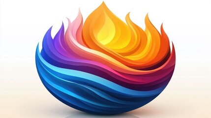 Poster - A vibrant logo design featuring stylized flames and waves in warm and cool colors.