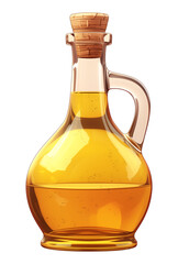 Poster - glass bottle of golden liquid with cork stopper, isolated on transparency background, showcasing clean and elegant design