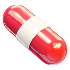 Poster - red and white medical capsule pill, isolated on transparency background, showcasing glossy surface and clean design, often used for pharmaceutical or healthcare purposes