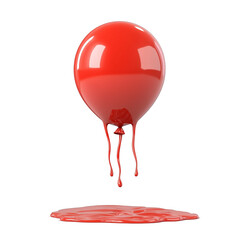 Poster - red balloon appears to be melting, with liquid dripping down and pooling beneath it, creating surreal and artistic effect. isolated transparency background enhances focus on unique design