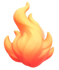 Poster - vibrant 3D cartoon flame with smooth gradients and soft edges, isolated on transparency background, evoking warmth and energy