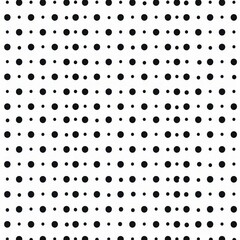 Poster - Black dots arranged in a perfectly patterned layout on a white background creating a striking visual effect. Generative AI