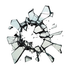 Poster - shattered glass effect with sharp, irregular fragments isolated on transparency background, creating dynamic and dramatic visual impact