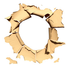 Aufkleber - torn paper hole with jagged edges, isolated on transparency background, creating 3D effect. ripped paper design adds dynamic and creative element for various uses