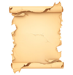 Aufkleber - torn and aged parchment paper with curled edges, isolated on transparency background, showcasing vintage and textured design perfect for creative projects or historical themes