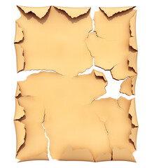 Aufkleber - torn and cracked paper texture with aged, vintage appearance, isolated on transparency background. design features jagged edges and distressed look, ideal for creative projects