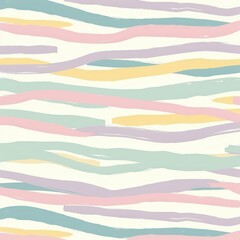 Poster - Colorful abstract wavy lines create a playful pattern on a light background with pastel tones. Generative AI