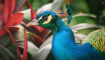 peacock with feathers