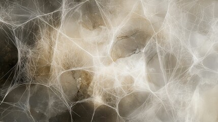 Intricate web, textured background, light and dark tones.