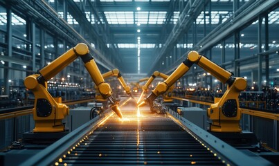 Poster - Industrial robots welding in factory