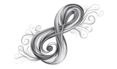 Poster - Abstract infinity symbol design with swirling patterns, intricate lines, elegant curves, monochrome color scheme, artistic expression