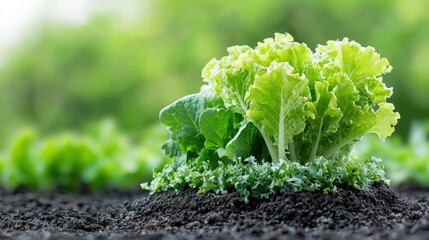 Sticker - Fresh lettuce plants growing in a garden.