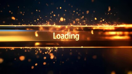 Poster - A vibrant and eyecatching loading graphic showcasing sparkling particles, along with brilliantly glowing text