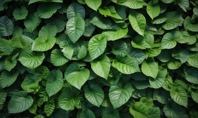 Wall Mural - Vibrant green foliage, textured leaf background, spring, botanical, surface
