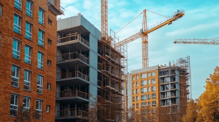 Wall Mural - Construction site of modern apartment buildings