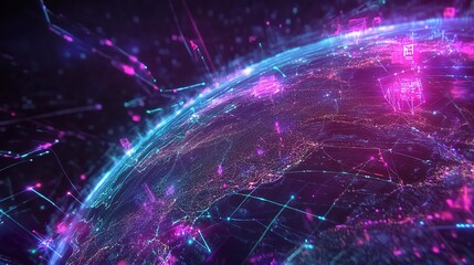 Poster - Abstract Global Technology Structure with Vibrant Gigapixel Scale