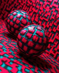 Poster - Dynamic Interplay of Abstract Geometric Shapes in Vibrant Anaglyph Style Composition