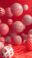 Poster - Vibrant Interplay of Abstract Geometric Shapes in Anaglyph Style With Dynamic Red Hues