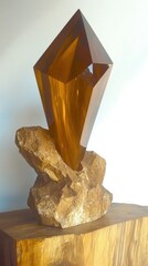 Poster - Captivating Beauty of Abstract Rauchtopaz Smoky Quartz Standing Elegantly on Natural Base