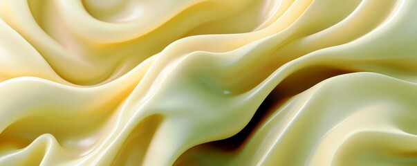 Poster - Wavy Textured Surface of Smooth Yellow Fabric with Subtle Shading and Glossy Finish, Ideal for Background or Artistic Projects