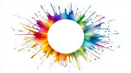 Poster - Colorful Abstract Splash Design with Circular White Space for Creative Backgrounds and Art Projects, Ideal for Graphic Design and Digital Use