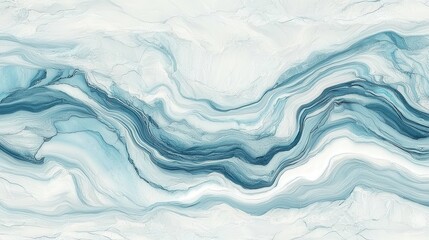 Poster - Abstract Fluid Artwork with Serene Blue Waves and Soft White Background for Elegant Design Projects and Creative Concepts in Modern Art